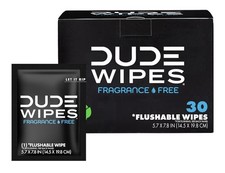DUDE Wipes On-The-Go Unscented Travel Wipes -...