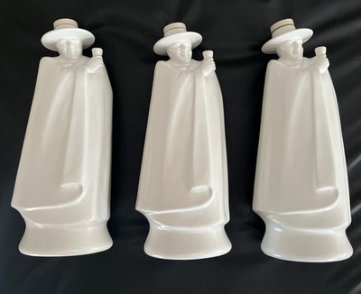 Set Of 3 Vintage Sandeman Scotch Wedgwood Decanter Bottle Moonstone White