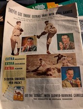 Vintage 1940 Camel Cigarette Ad With Joe DiMaggio And Bucky Walters Yankees