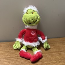 Aurora Dr Seuss The Grinch Santa Heart Shirt Christmas Plush Stuffed Toy Doll