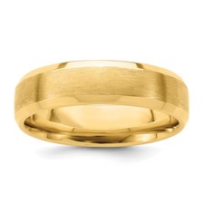 14k Yellow Gold 6mm Standard Weight Comfort Fit Edge Wedding Band Ring Size 9.5