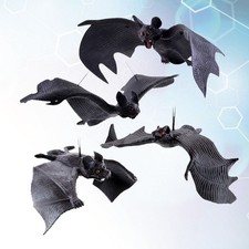 4Pcs Halloween Bat Toys Reusable Artificial Bat Prop for Tricky Decorations