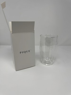 2 PACK Pique Celestial Double Wall Glass Cup Great For Hot & Cold Drinks 