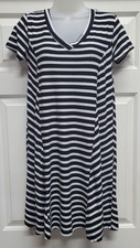 Derek Heart Black & White Striped T-Shirt Dress Casual