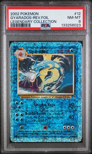 2002 POKEMON LEGENDARY COLLECTION #12 GYARADOS-REVERSE FOIL PSA 8