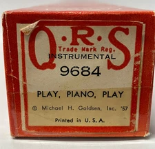 QRS Player Piano Word Roll 9684 Instrumental Play, Piano, Play Song 