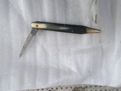 vintage Two Ox Graft Knife - with Copper Spatula Horn Handle 