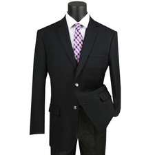 VINCI Men's Black Reg Fit Notch Lapel Sport Coat - NEW