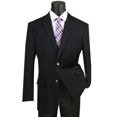 VINCI Men's Black Reg Fit Notch Lapel Sport Coat - NEW