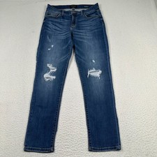 Judy Blue Boyfriend Fit Jeans Women 9/29 Mid Rise Distressed Whiskered Denim