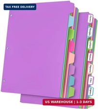 16Pcs/2 Set Binder Dividers with Tab, 8 Color Tab for 3 Ring Binder Divider