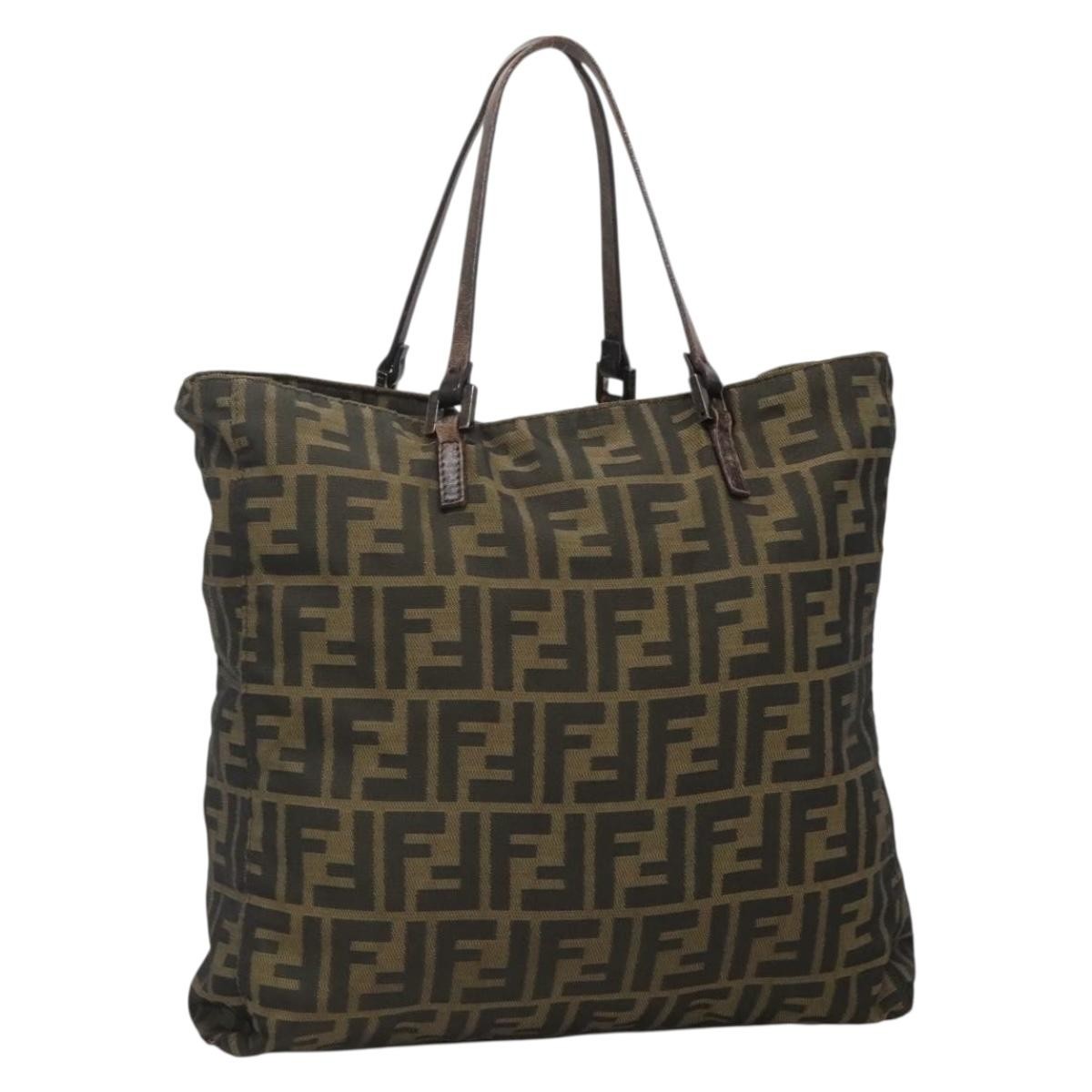 FENDI Zucca Canvas Tote Bag Black Brown Auth ep10285 | eBay