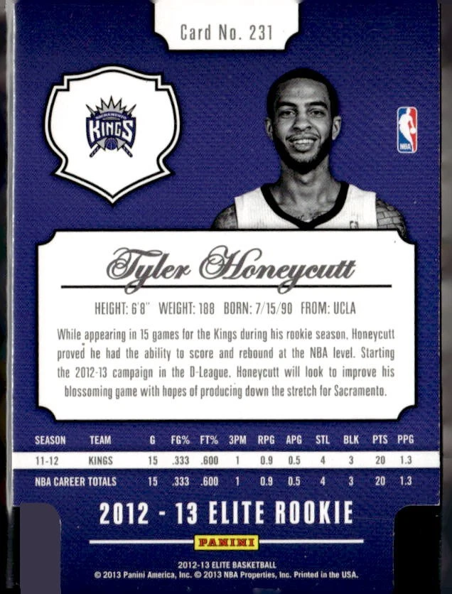 2012 Panini Elite /91 #231 Tyler Honeycutt(F)  Sacramento Kings - Image 2 of 2