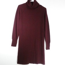 NWOT Women’s XS Quince Mongolian Cashmere Turtleneck Dress Burgundy Red 4687