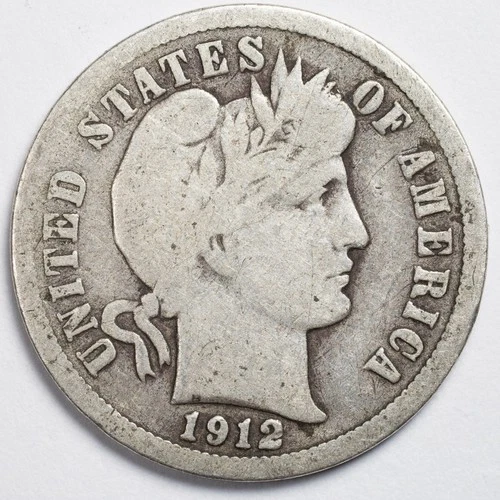 1912-P Barber Silver Dime Very Good (VG)