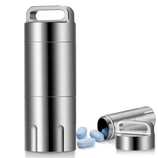 Titanium Pill Box Small Waterproof Portable Case Vitamins Supplement Holder