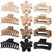 12PCS Large Matte Flower Hair Claw Clips for Women Thick Thin Hair Strong Hold