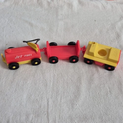 Vtg. Fisher Price Little People Airport Accessories Jet Fuel Tank, Luggage Cart