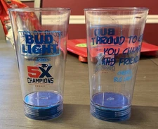 NEW ENGLAND PATRIOTS 5X SUPER BOWL CHAMPS BUD LIGHT CUP SGA (SET OF 2) 16 oz