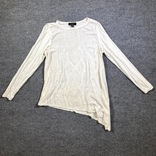 VTG Karen Kane Tunic Top Women's L White Rayon Velvet Snake Burnout Stretch USA