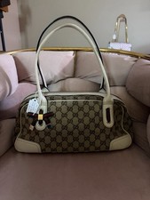 Gucci Ophidia GG borsa a tracolla vintage in tela con bordo in pelle crema