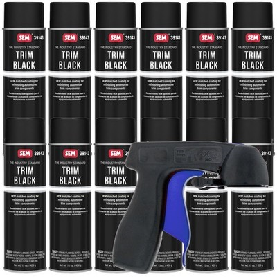 SEM Trim Black Aerosol Case of 12 with Spray Can Trigger Handle
