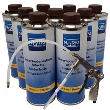 9 Liter Unterbodenschutz Wachs Wax Braun Transparent inkl 1 Spritzpistole Norm