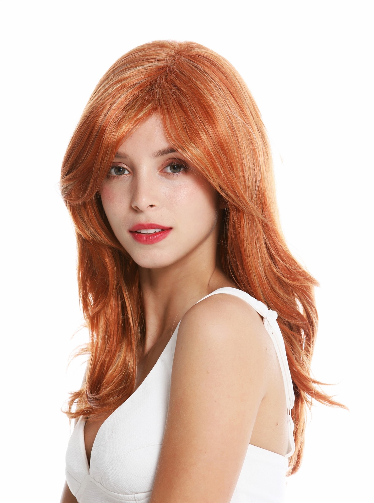 Auburn Red Blonde Long Wavy Lightweight Wig for Women