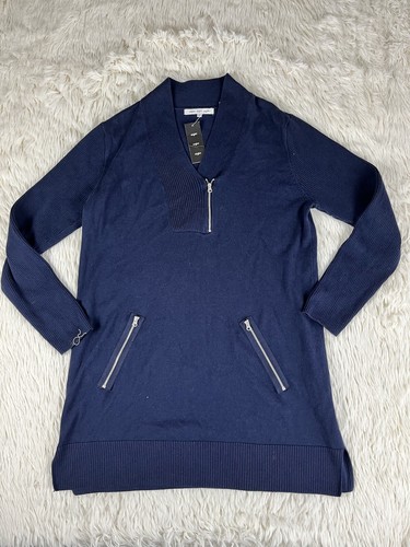 Eight Eight Eight Women's Blue Long Sleeve Shawl Collar Zipper Sweater Size XL - Picture 21 of 23