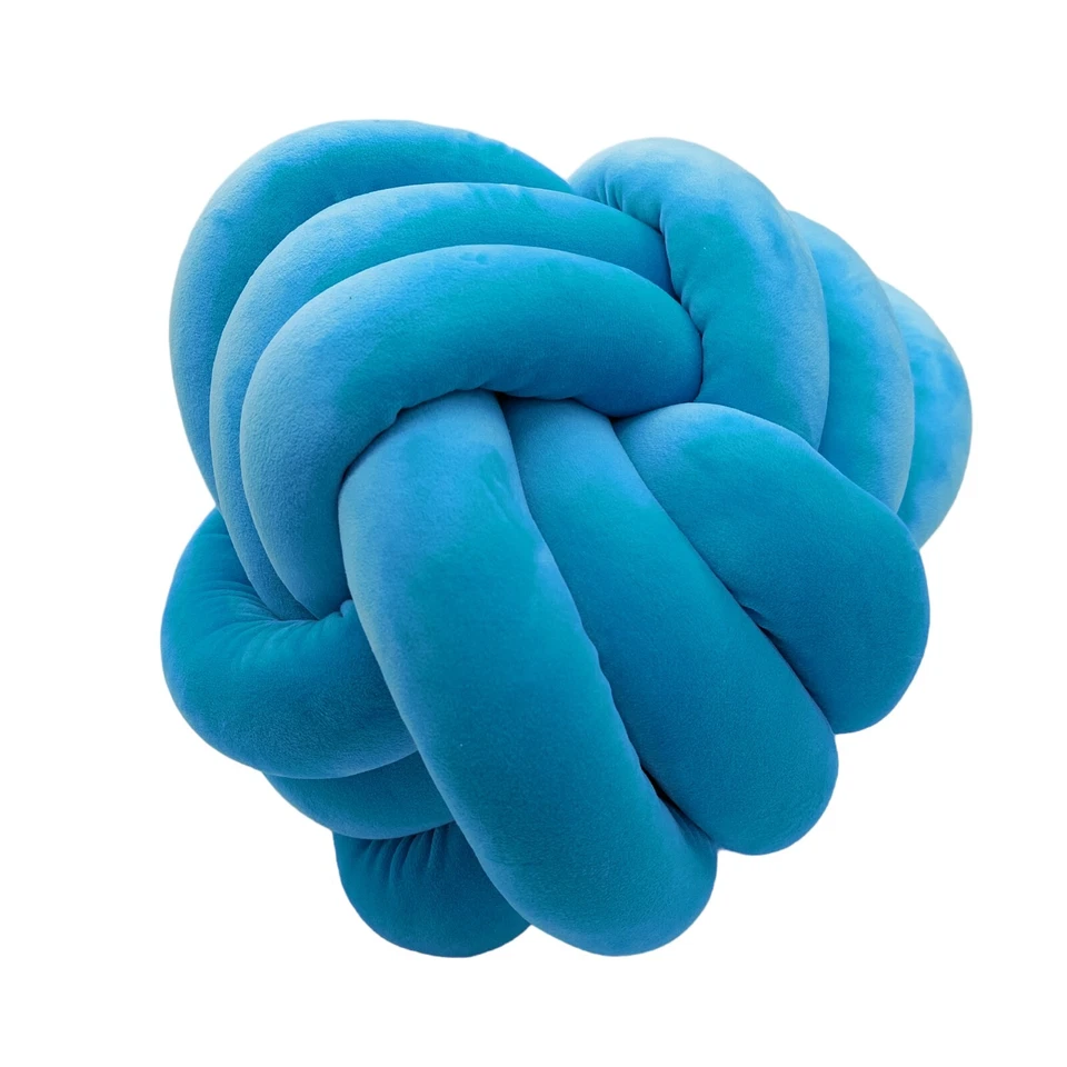 Knot Pillow Round Ball Blue Plush Stuffed - Image 3 of 4