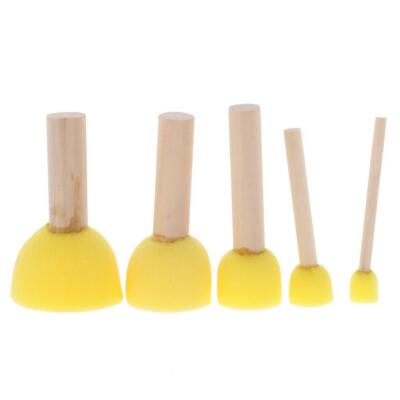 5er Pack Holzgriff Schablone Schwamm Pinsel Handwerk Kinder Kunst Malwerkzeug Gelb