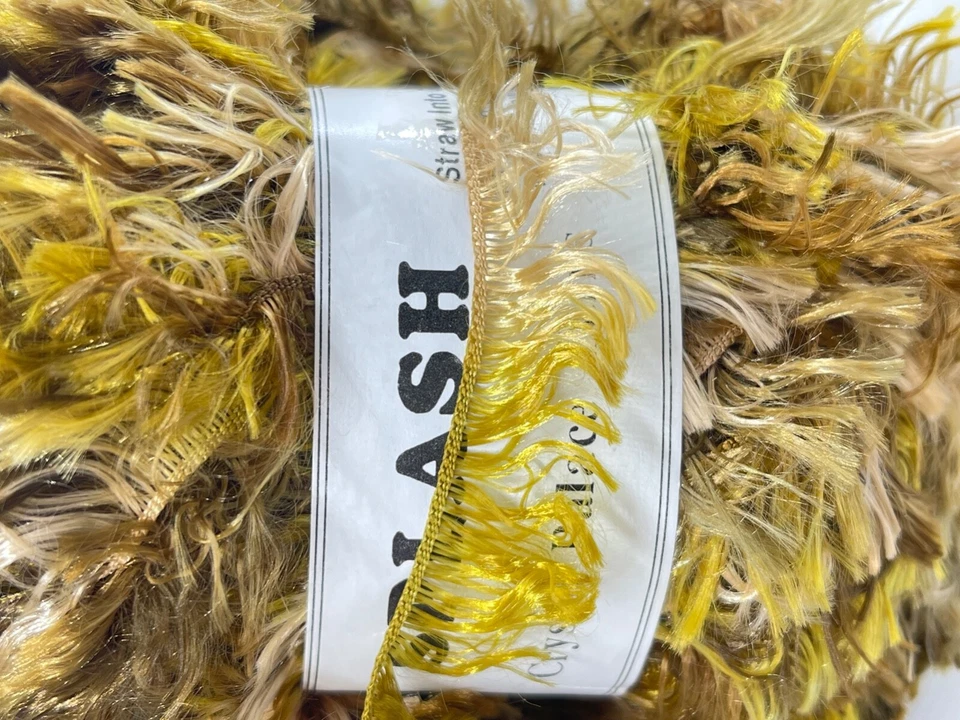 Crystal Palace Splash 9149 Wood Grain Brown Gold Feather Boa Short Eyelash Yarn - Image 4 of 4