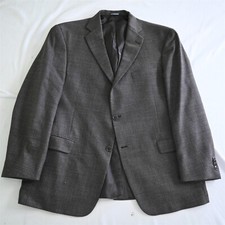 Hart Schaffner Marx 46R Brown Check USA Made Wool Blazer Jacket Sport Coat