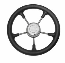 Lenkrad Boot Steuerrad für Sportboote 35cm Edelstahl schwarz Motorboot Steuer