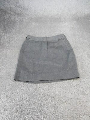 Loft Skirt Womens 2 Gray Linen Blend Metallic Straight NEW