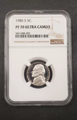1985-S PF 70 ULTRA CAMEO Jefferson Nickel NGC, 5C  *STUNNING CONTRAST* TOP POP