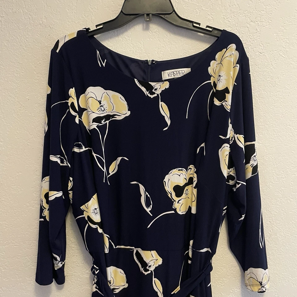 Kasper Women's Plus Size 3X Floral-Print Midi Fit & Flare Dress Navy Multi - Image 3 of 4