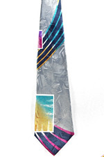 Vintage Multi Color Abstract Patterned Neck Tie Made in USA