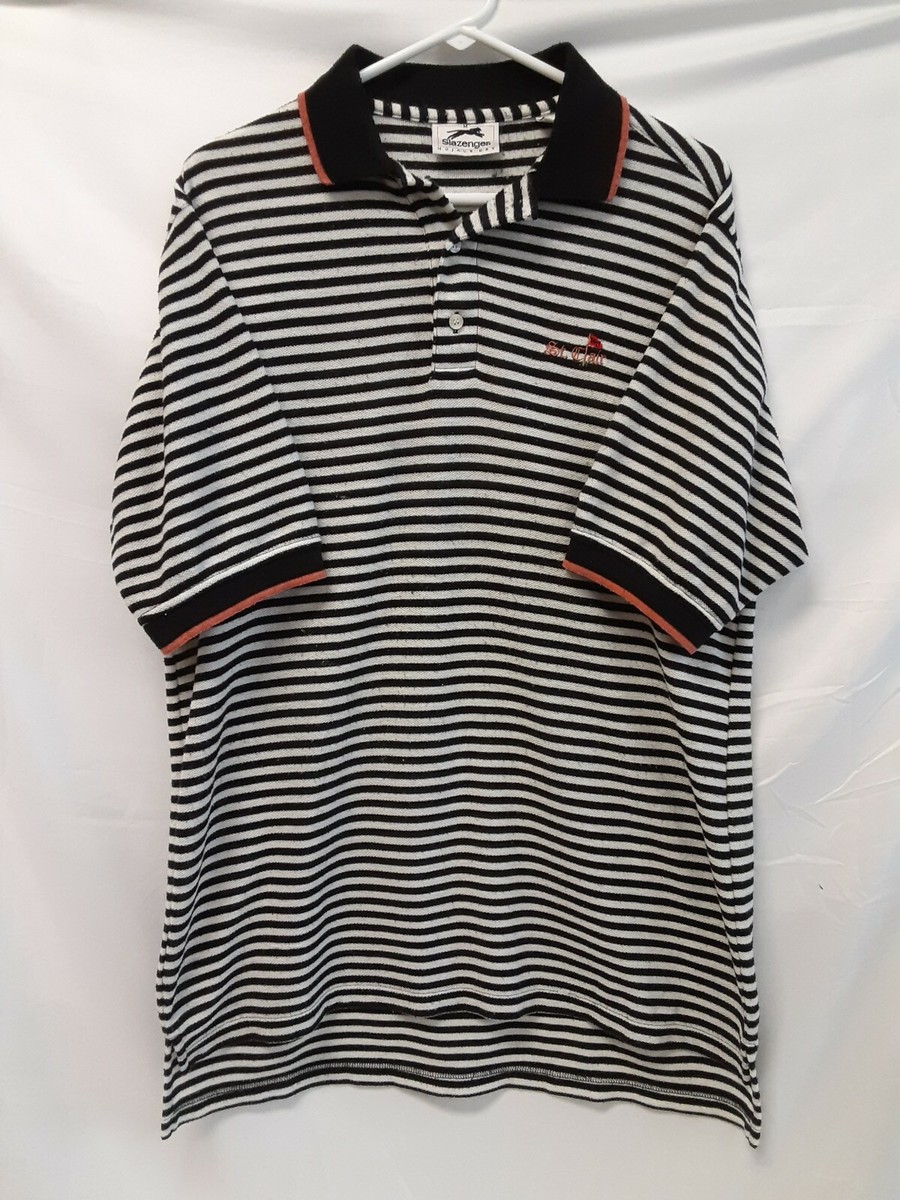 SLAZENGER Men's Vintage Golf Polo Shirt Short Sleeve Striped Sz