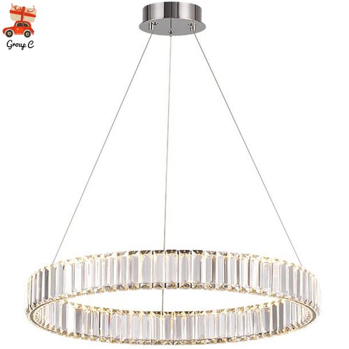 Modern Crystal Chandelier LED Ring Pendant Light Hanging Lamp Fixture ...