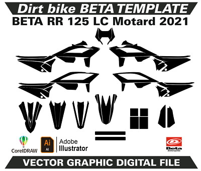 BETA RR 125 LC Motard 2021 Template Vector Format Ai CDR EPS M158