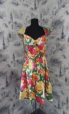KAREN MILLEN A-Line Fit&Flare Dress Colorful Floral Dress Belted UK14 US10 42 