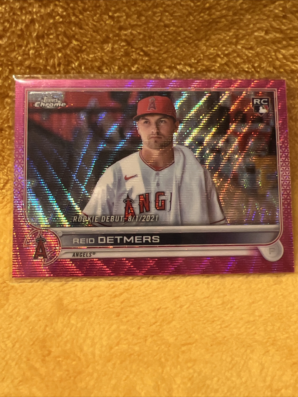 Reid Detmers RC 2022 Topps Chrome Update USC90 Pink Wave Parallel LA Angels