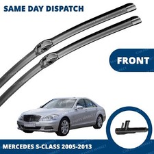 Front Windscreen 26" 26" Flat Aero Wiper Blades Pair for Mercedes S-Class 05-13