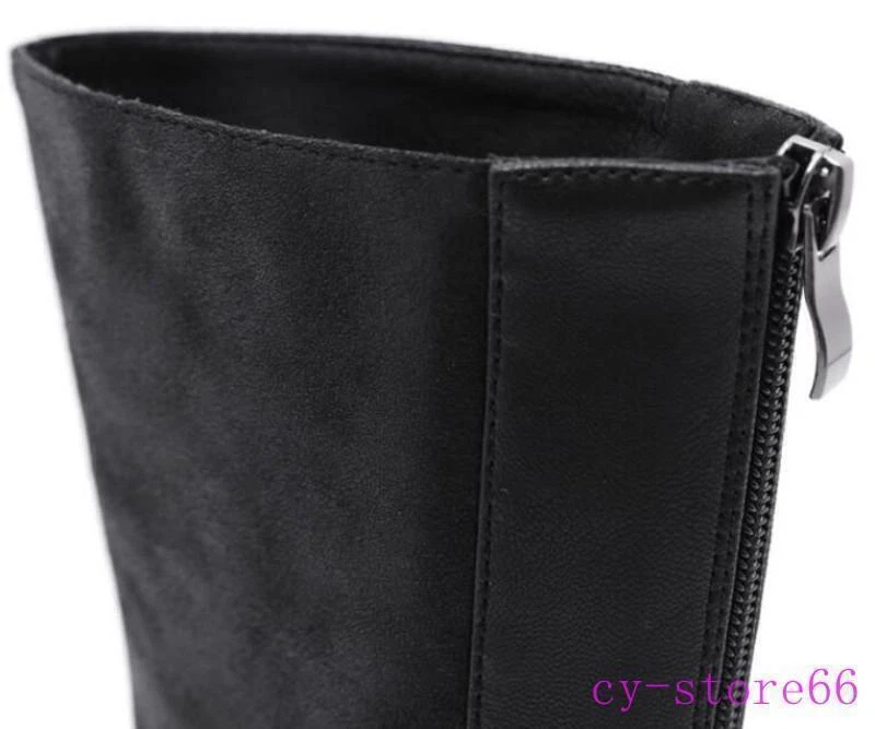 Mujeres Cuero Roma Medio Pantorrilla Botas Anillo Punta Cuña Plataforma Gladiador Sandalia Zapatos Foto 4 de 4