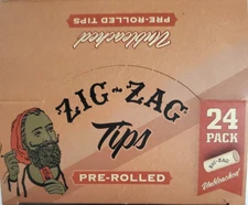 Zig Zag Unbleached Pre-rolled Tips 20 packs Of 24 Tips