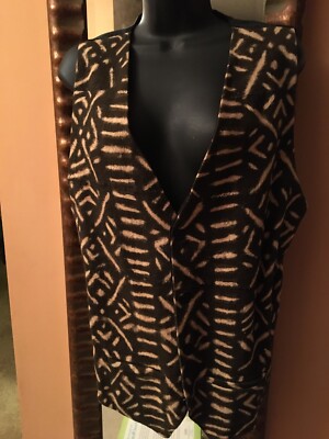 VINTAGE HANDMADE MENS BUTTON FRONT TIE-BACK VEST  BROADCLOTH ? GEOMETRIC DESIGNS