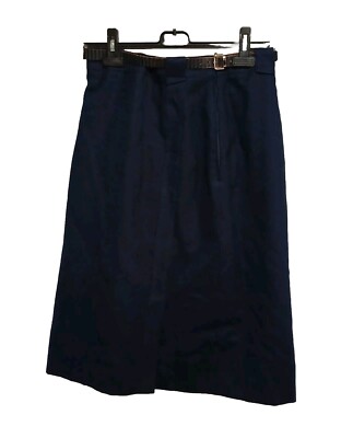 Betty Barclay Rock Gr. 42 Damen Schurwolle blau mit Gürtel Wadenlang B2