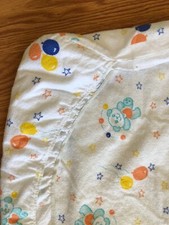 Vintage Fitted flannel Babies Crib Sheet with balloons, bears, stars