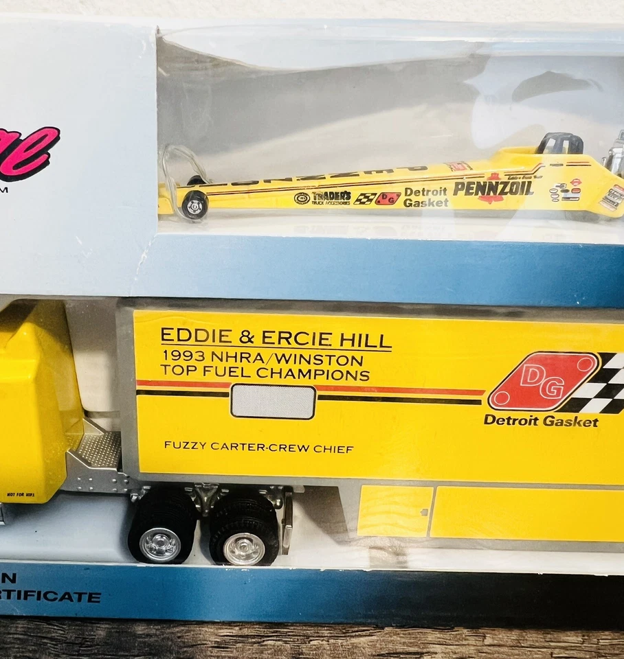 (Signed) VINTAGE 1993 EDDIE HILL NHRA CHAMPION LIMITED EDT. DIECAST CAR & HAULER - Image 3 of 4